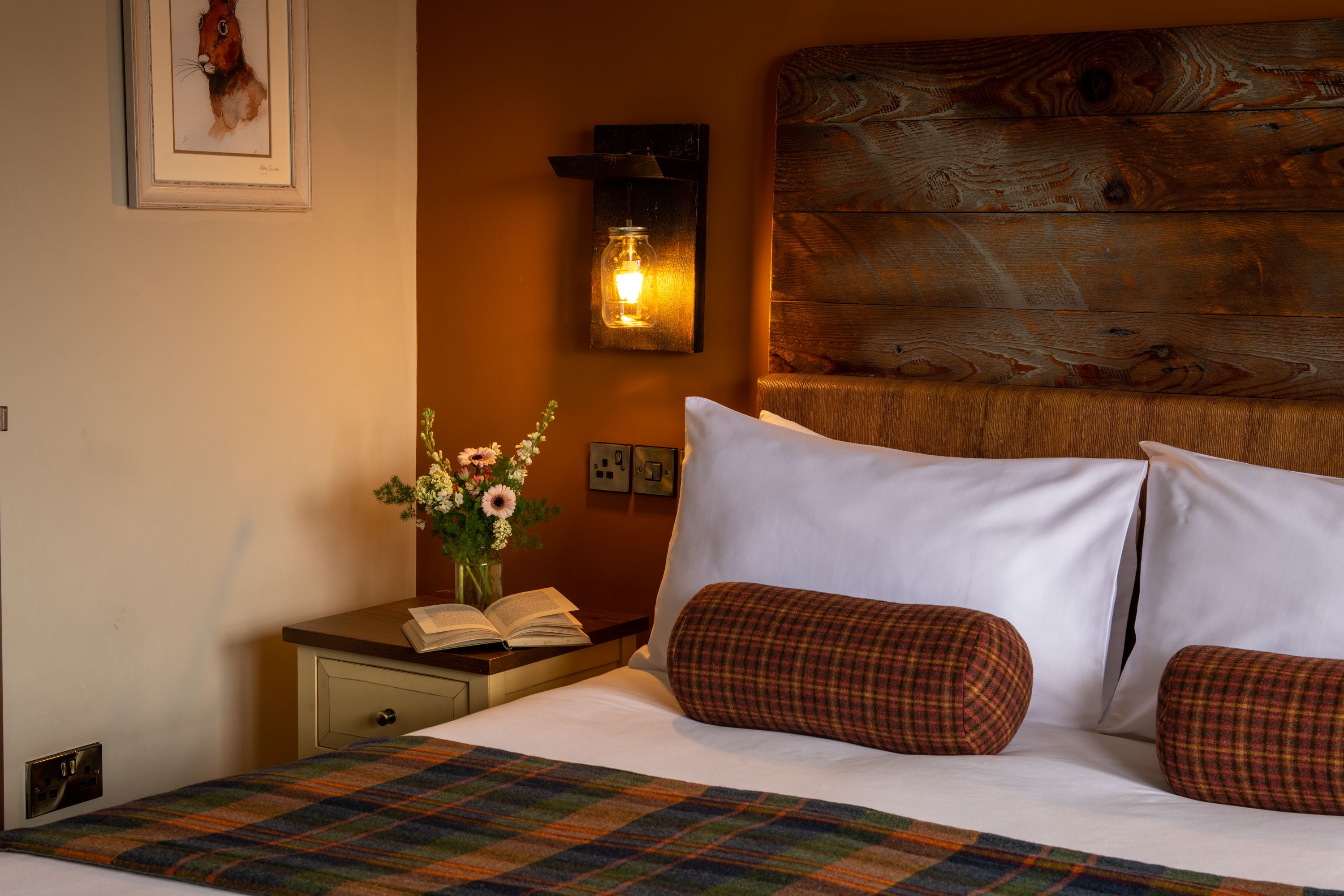 bedroom side table in evening