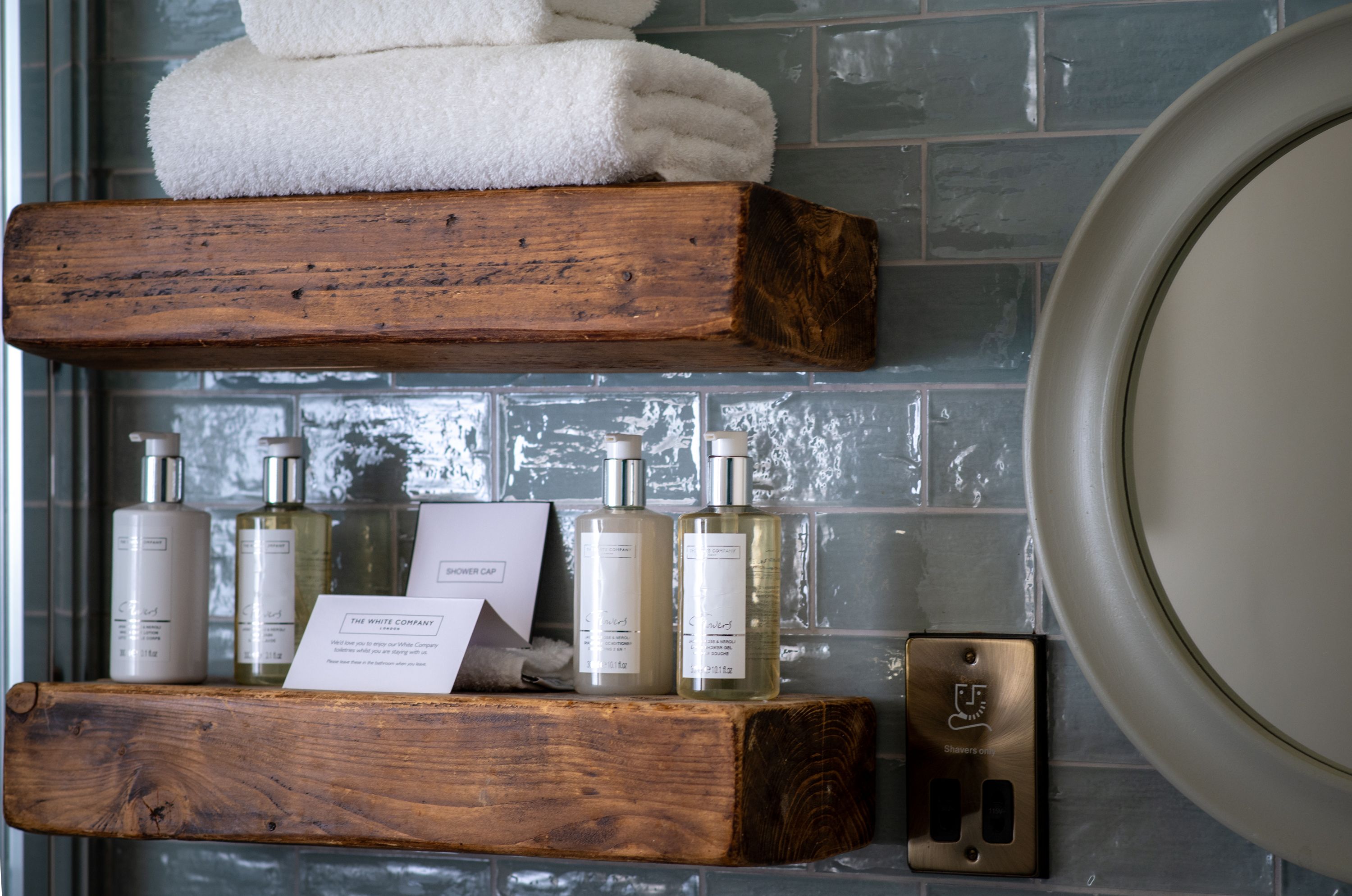 toiletries on shelf