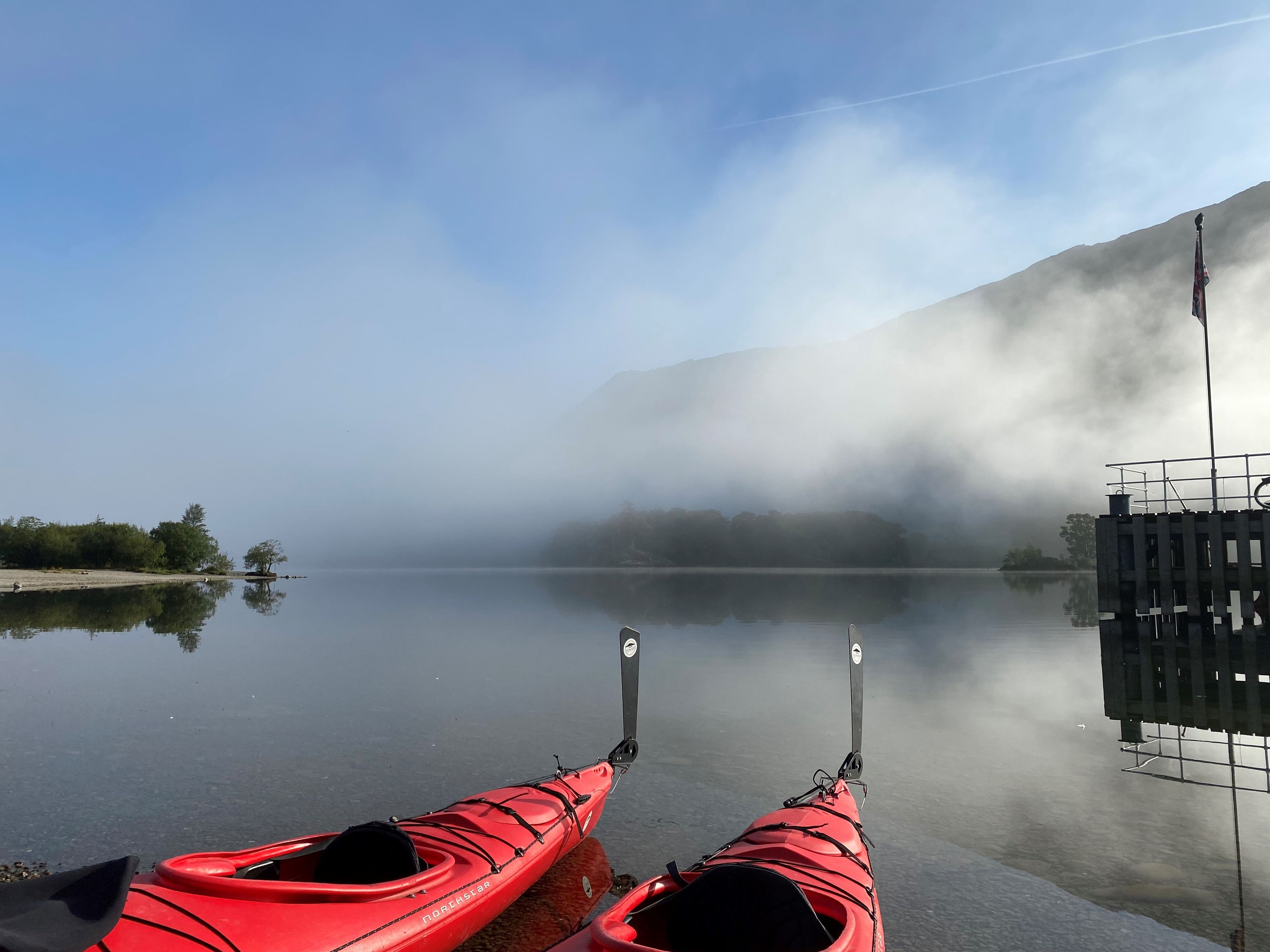 kayak with morning mist