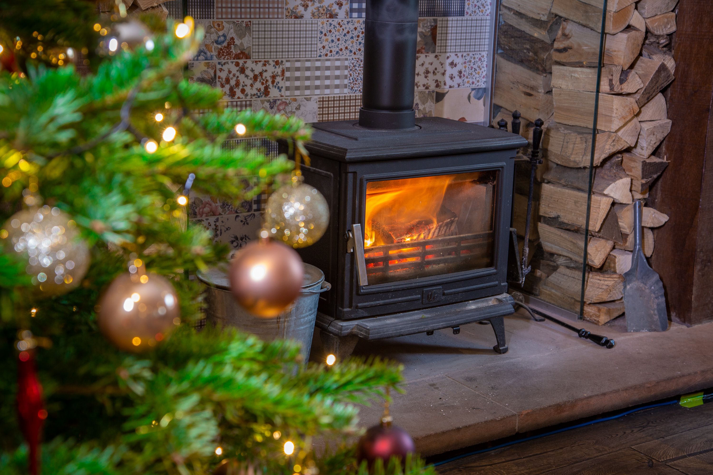 Christmas tree by the fire